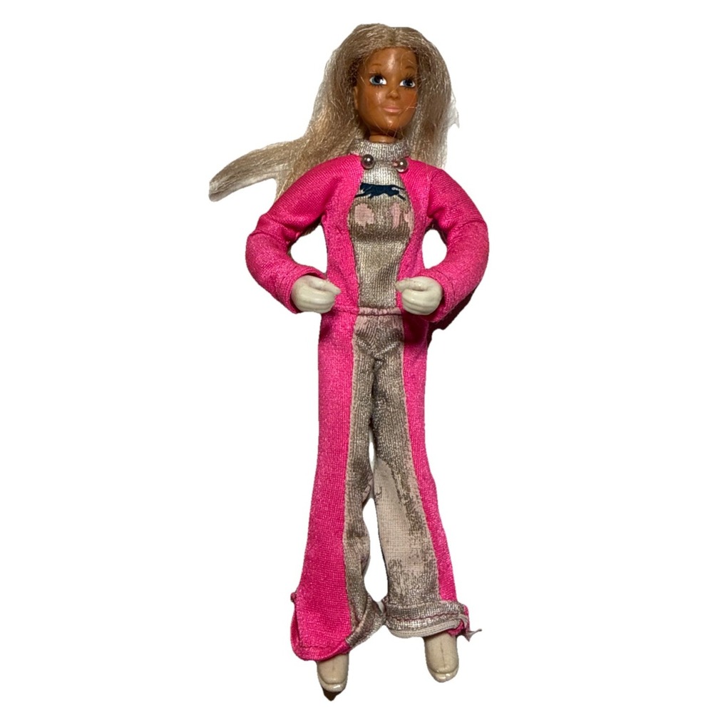 1974 Ideal Derry Daring Stunt Cycle 7" Evil Knievel Girl Action Figure Doll BD6
